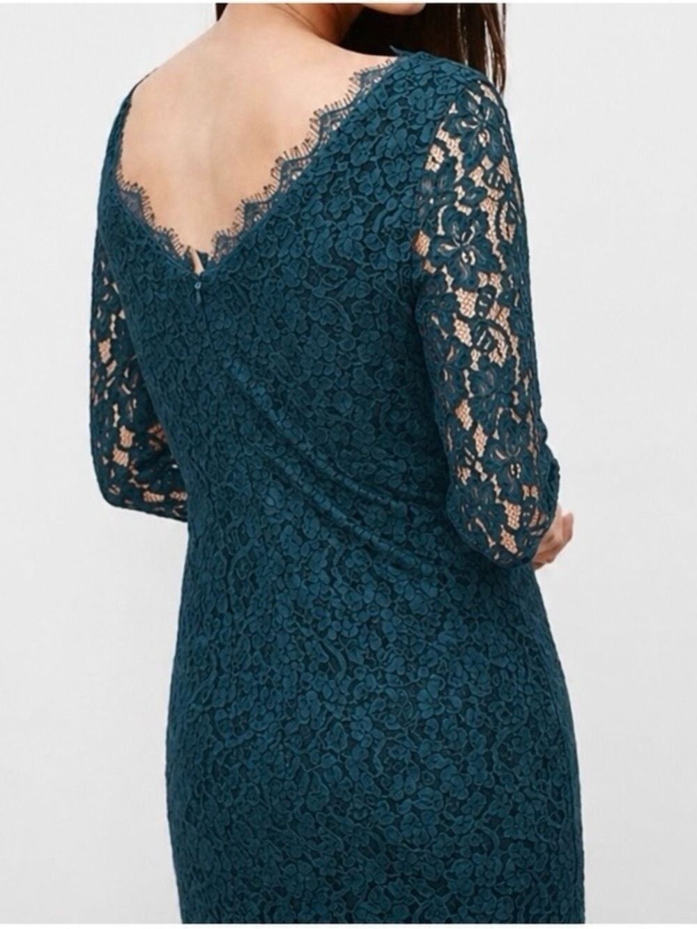 Aritzia Babaton Rafael Lace Mini Dress Dark Teal Formal Size 4 - Picture 6 of 16